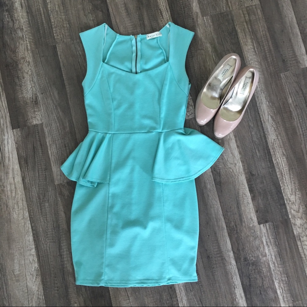 Amber blue teal sheath dress